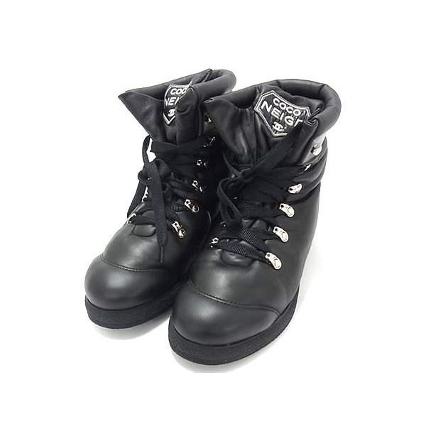 Chanel Coconeige CC Logo Lambskin Boots 37 Shoes Black