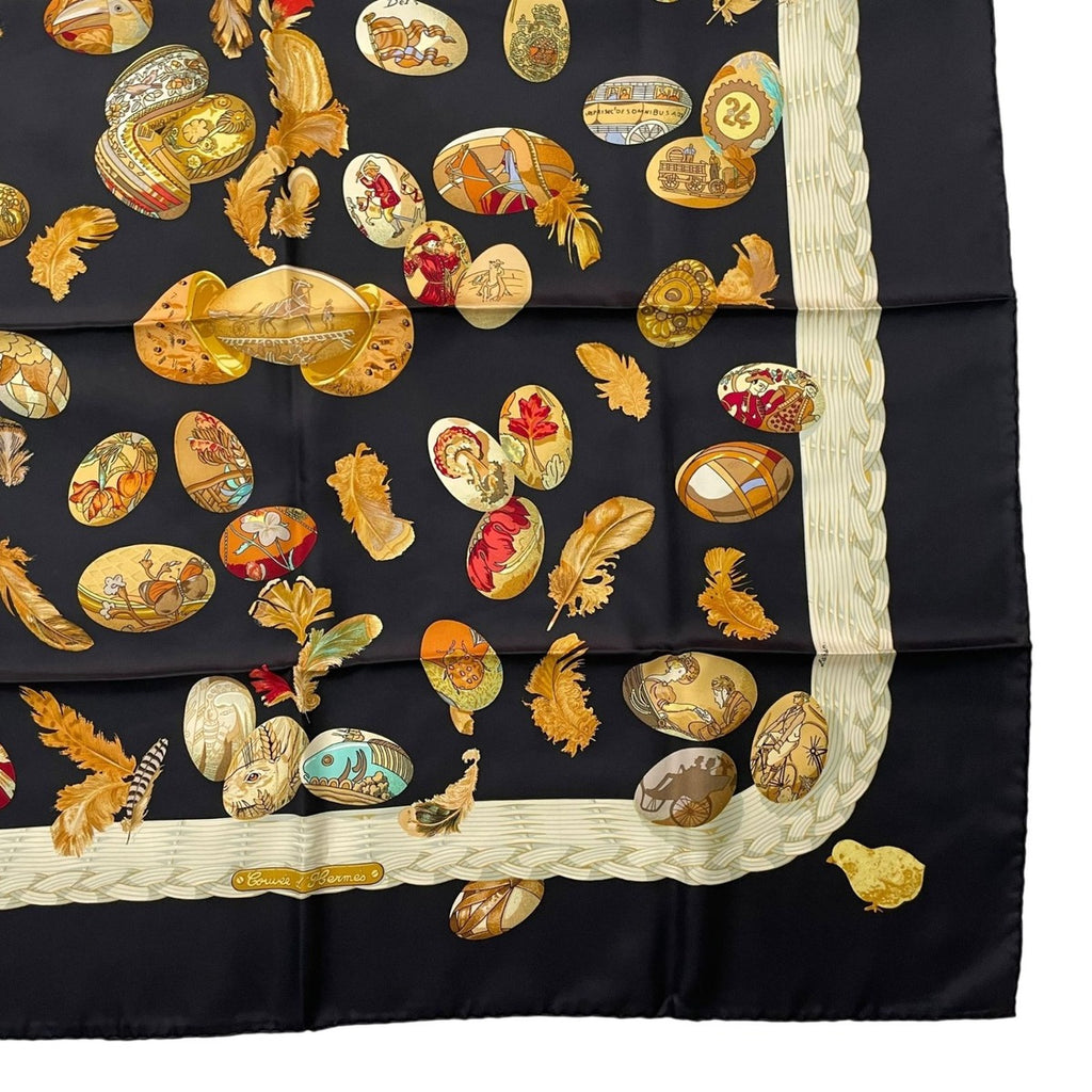 Hermes Scarf Silk Carre 90 Couvee D'hermes Chicks Black — view 6