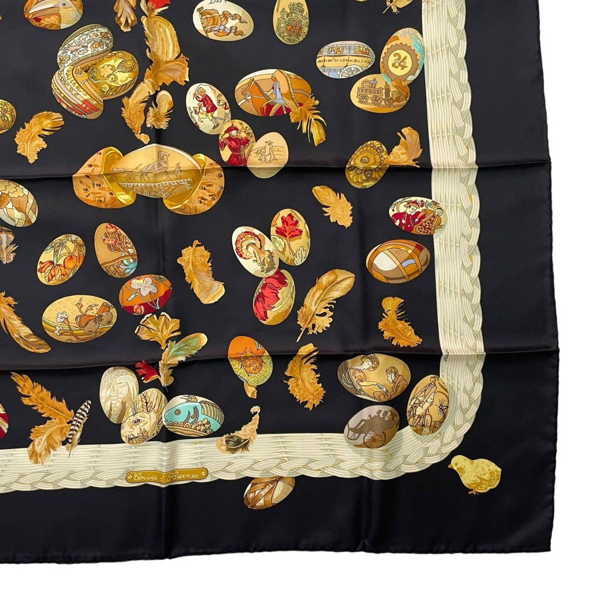 Hermes Scarf Silk Carre 90 Couvee D'hermes Chicks Black — view 6
