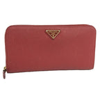 Prada Round Zipper Long Wallet Saffiano Leather Red 1 Ml506