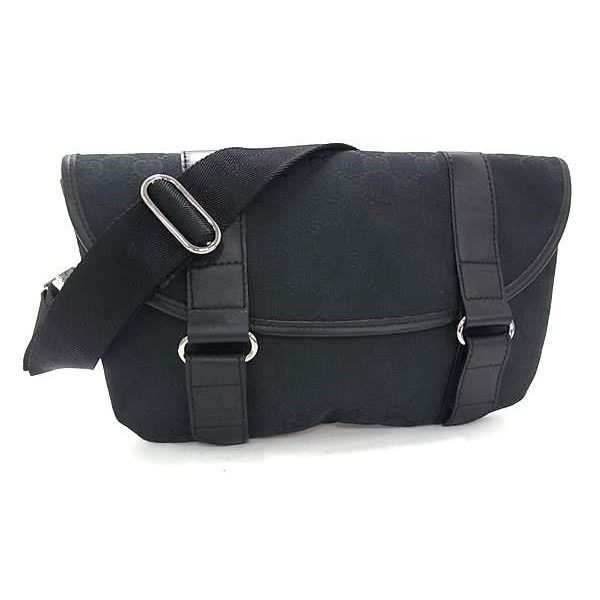 Gucci GG Pattern Canvas Crossbody Waist Bag Black