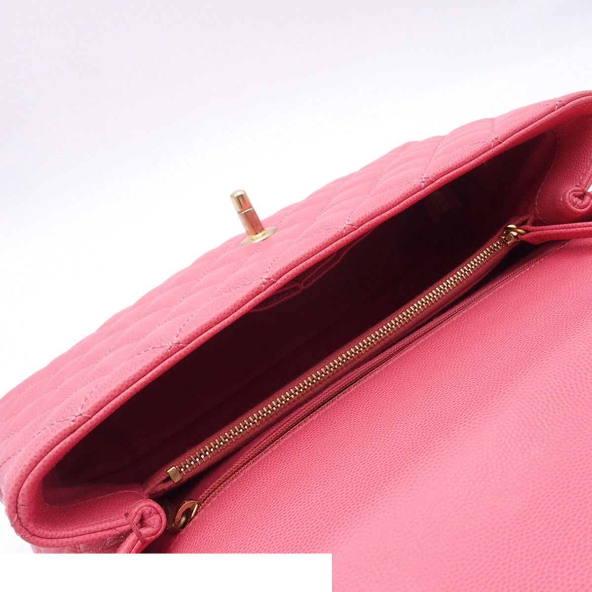 Chanel Coco Handle 29 Quilted Pink Gold Caviar Leather 2-Way Shoulder Bag — view 5
