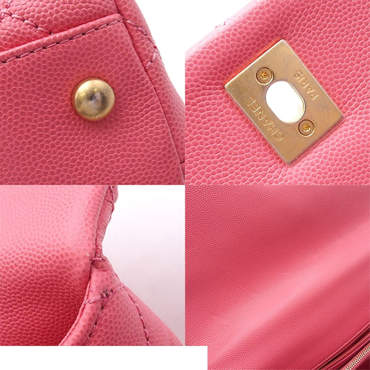 Chanel Coco Handle 29 Quilted Pink Gold Caviar Leather 2-Way Shoulder Bag — view 8