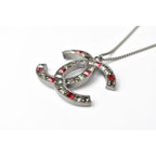 Chanel Coco Mark CC Rhinestone Gunmetal Red — view 3