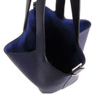Hermes Picotin Lock PM Blue Navy Silver Taurillon Handbag — view 5