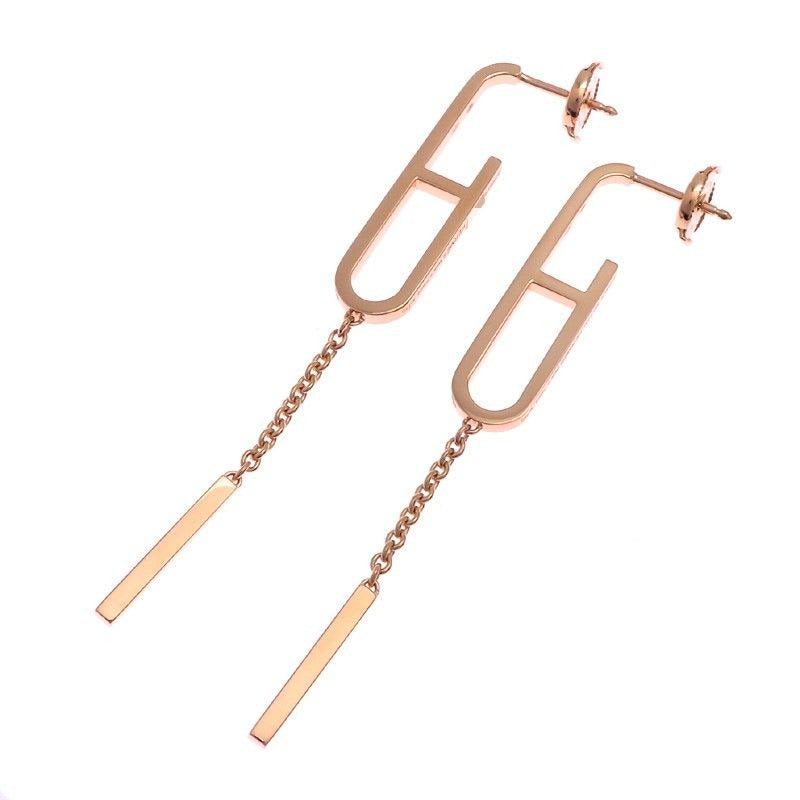 Hermes Rose Gold Chain Link Earrings