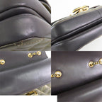Chanel Quilted Double Flap Chain Gold Gray Leather CC Logo Shoulder Bag — view 8