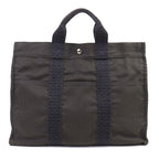 Hermes Her Line Herbag MM Silver Hardware Canvas Tote Bag With H Logo Serie Button
