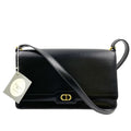 Dior Limited CD Logo Leather Black Shoulder Bag Gold