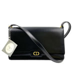 Dior Limited CD Logo Leather Black Shoulder Bag Gold