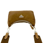 Prada Triangle Logo Hardware Nylon Saffiano Leather 2-Way Chain Semi