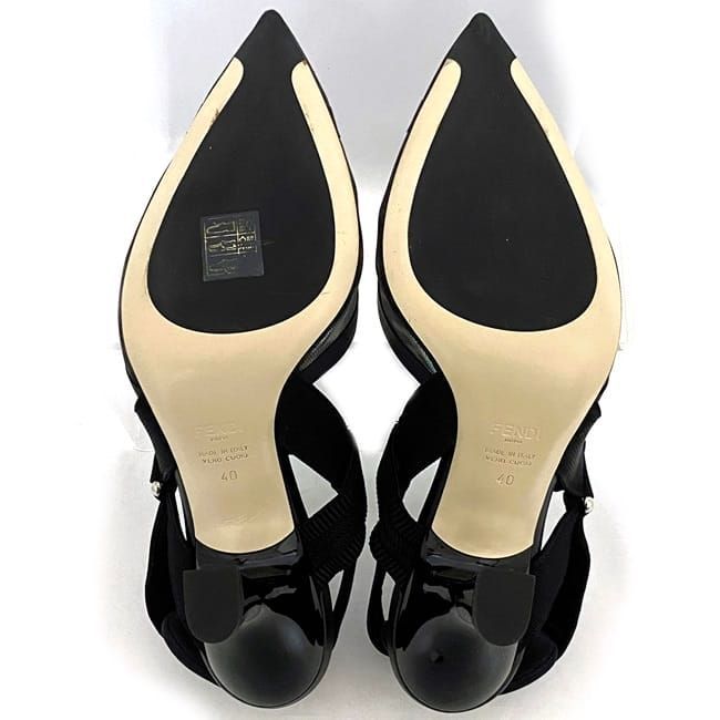 Fendi Mesh Suring Back Shoes High Heel Black — view 8