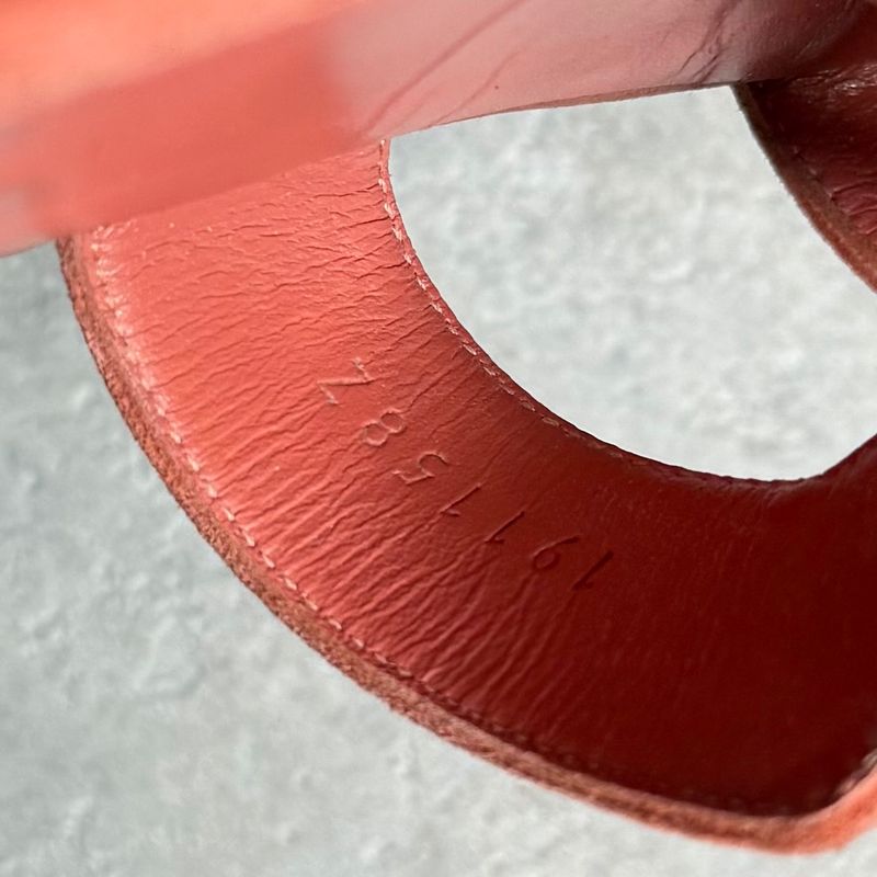 Hermes Santoni Strap Sandals Flat Shoes Coral Orange Suedeleather 38 — view 9