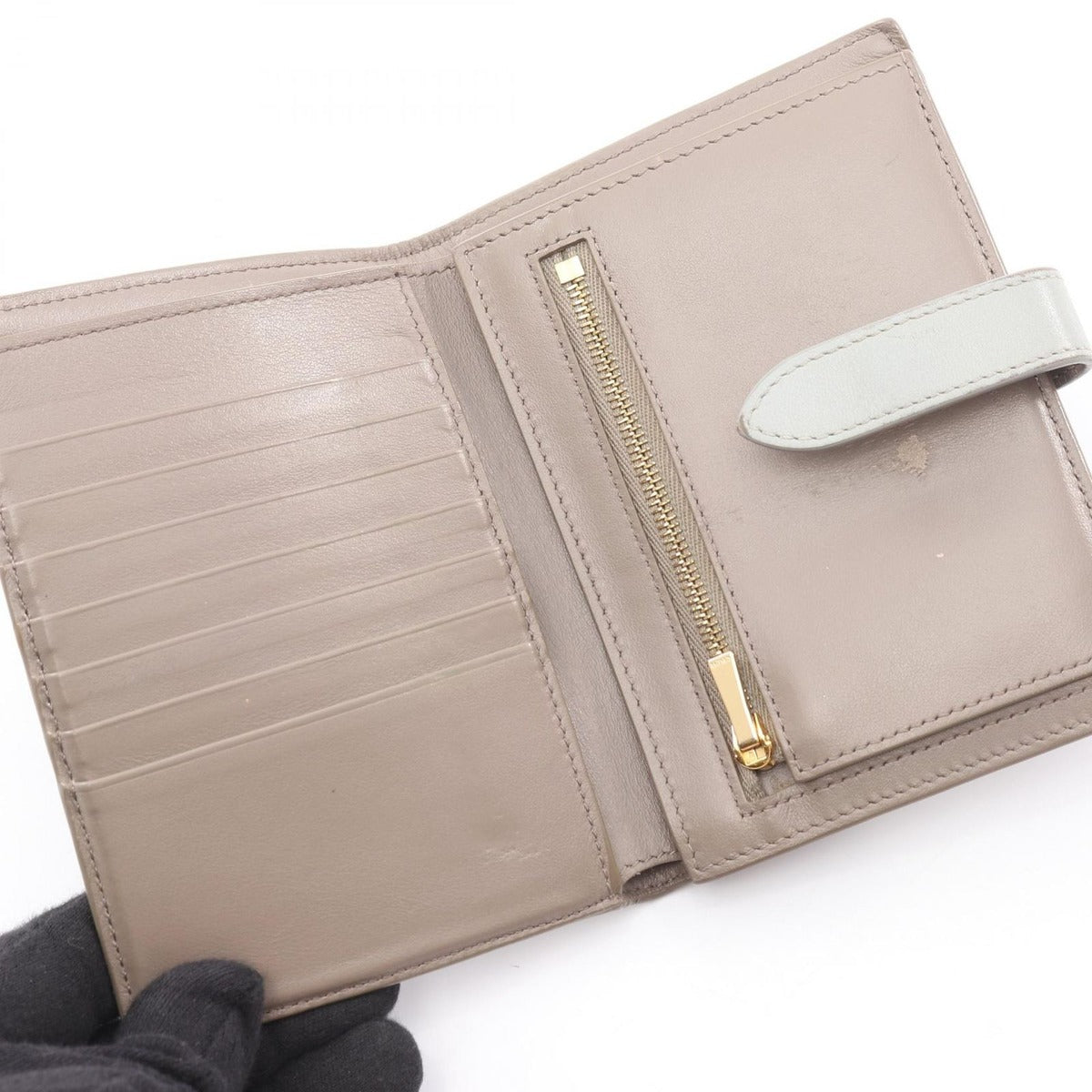Celine Bifold Wallet Strap Gray Leather — view 3