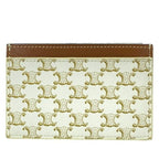 Celine Card Case Pass Compact Triomphe Logo Leather Ivory Brown — view 3