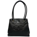 Chanel Coco Charm Caviar Leather Black Tote Gold