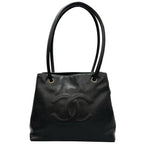 Chanel Coco Charm Caviar Leather Black Tote Gold