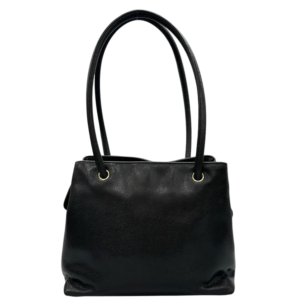 Chanel Coco Charm Caviar Leather Black Tote Gold — view 2