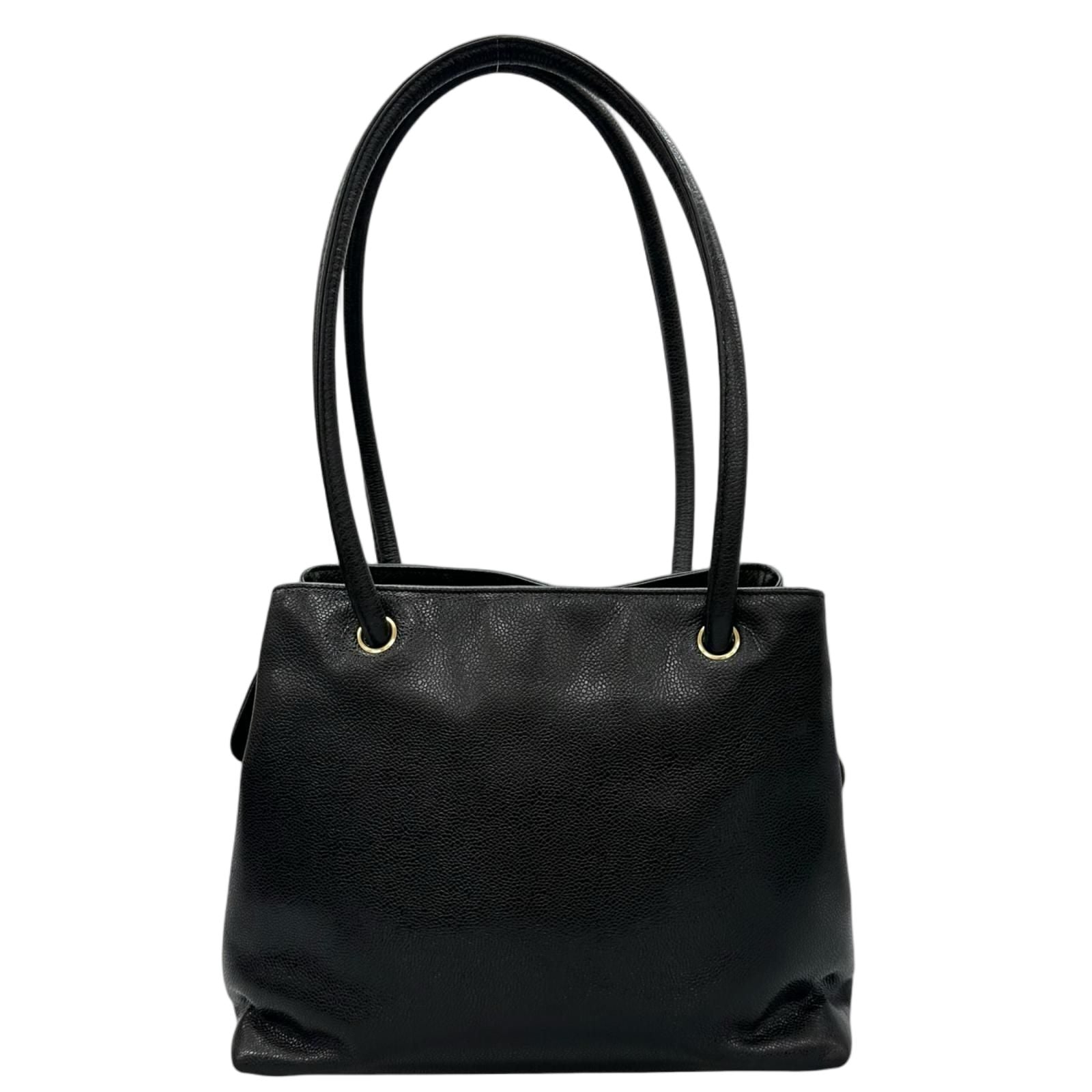 Chanel Coco Charm Caviar Leather Black Tote Gold — view 2