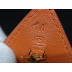 Hermes Earrings Triangle Clip-on Orange Leather Fan Shape — view 3
