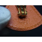 Hermes Earrings Triangle Clip-on Orange Leather Fan Shape — view 4