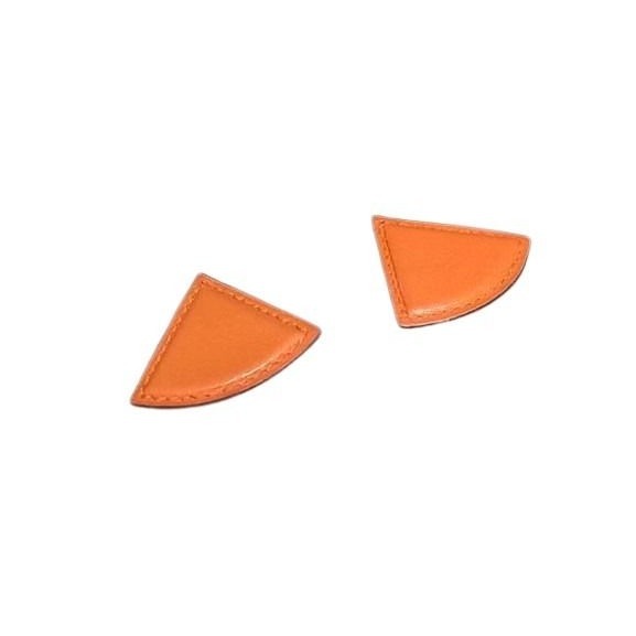 Hermes Earrings Triangle Clip-on Orange Leather Fan Shape