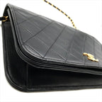 Chanel CC Logo Quilted Lambskin Push Lock Chain Shoulder Bag Black — view 5
