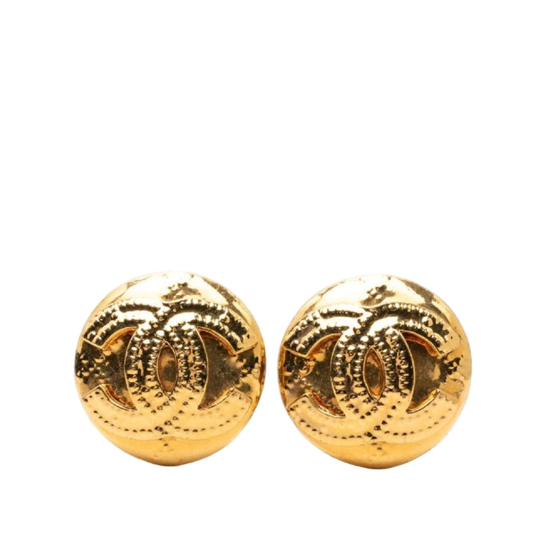 Chanel CC Logo Vintage Round Earrings