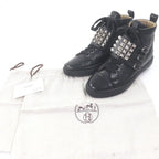 Hermes Lennox Collier de Chien Lace Up High Cut Sneakers Leather Shoes Black 40 — view 2