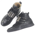 Hermes Lennox Collier de Chien Lace Up High Cut Sneakers Leather Shoes Black 40 — view 4