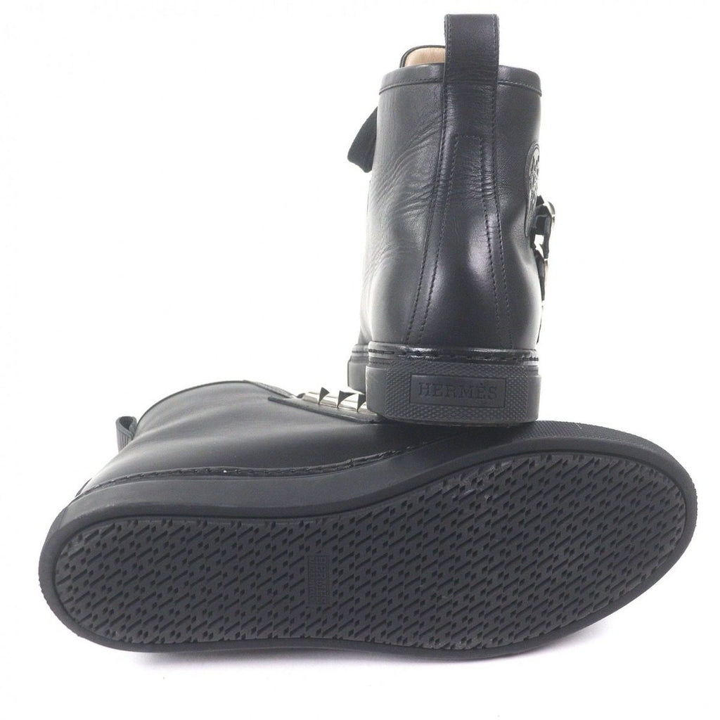 Hermes Lennox Collier de Chien Lace Up High Cut Sneakers Leather Shoes Black 40 — view 5
