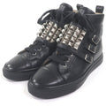 Hermes Lennox Collier de Chien Lace Up High Cut Sneakers Leather Shoes Black 40
