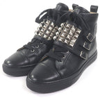 Hermes Lennox Collier de Chien Lace Up High Cut Sneakers Leather Shoes Black 40