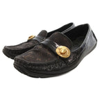 Louis Vuitton Driving Shoes Loafers Monogram Canvas 36 Black Brown JS GY62