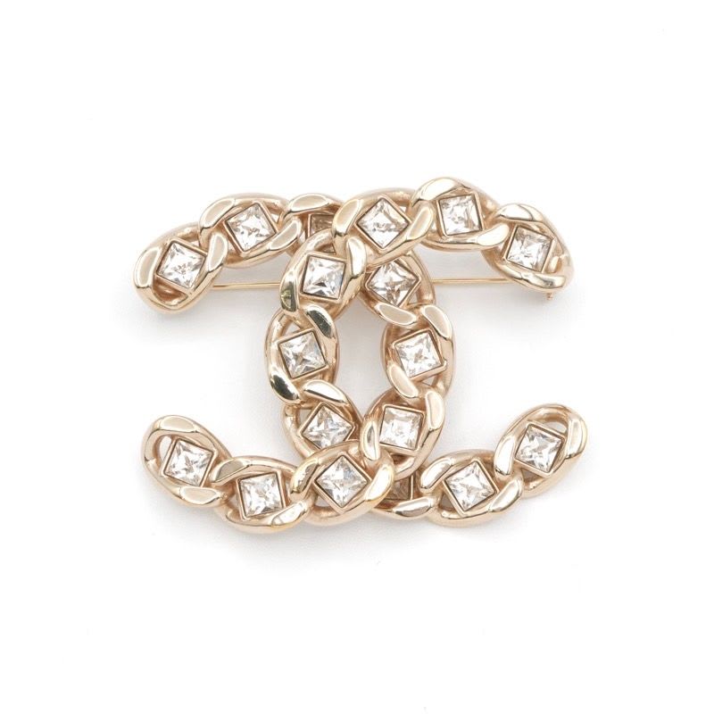 Chanel Brooch Corsage Gold Coco Mark Rhinestone — view 3