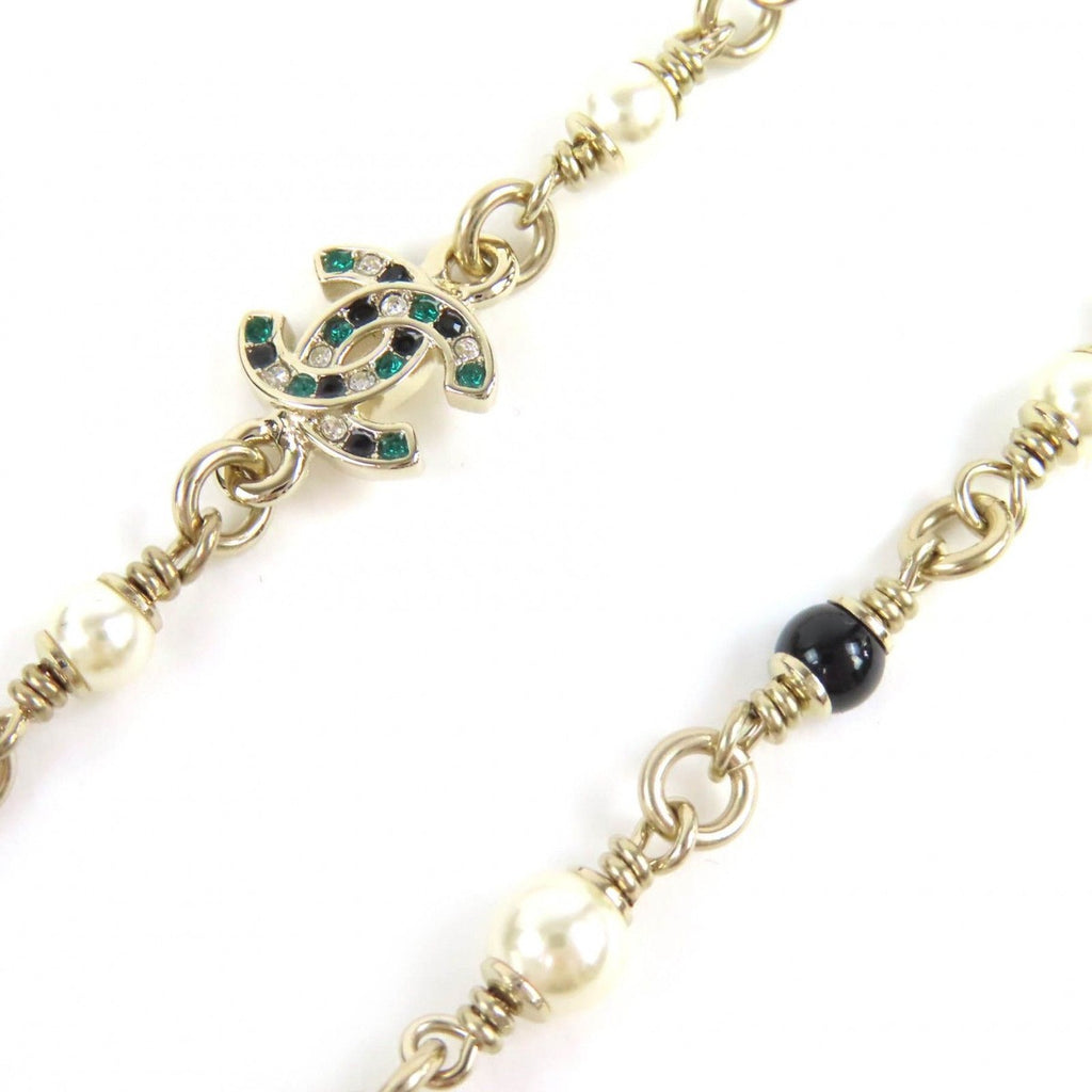 Chanel by Bambi CC Logo Rhinestone Faux Pearl Necklace — view 6