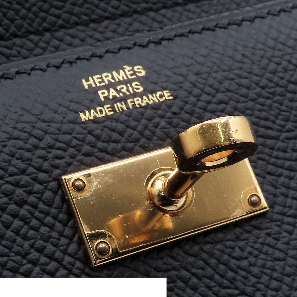 Hermes Kelly Wallet Black Gold Epsom Bifold — view 5