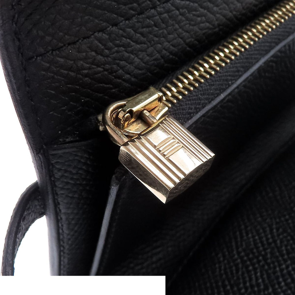 Hermes Kelly Wallet Black Gold Epsom Bifold — view 7