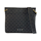 Gucci Black Gold GG Canvas Leather Shoulder Bag