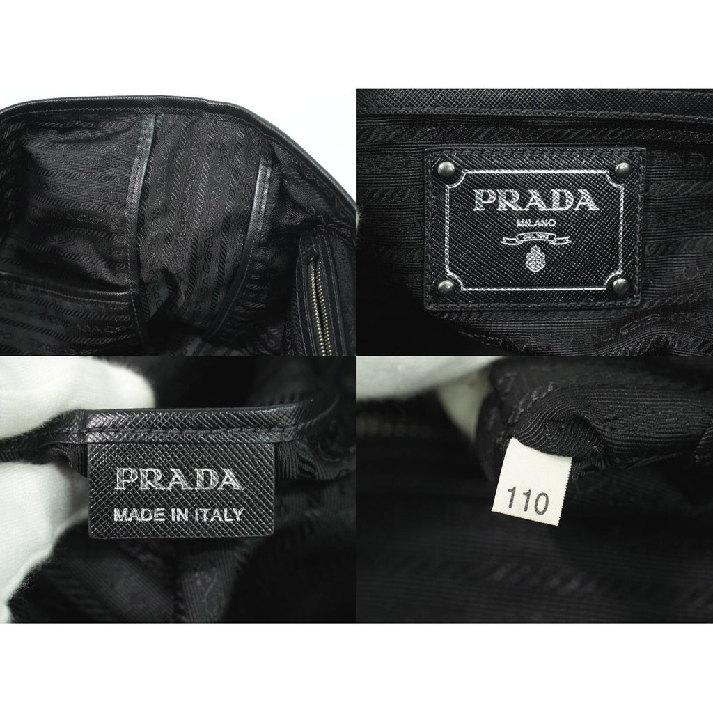 Prada Flower Motif 2-Way Shoulder Bag Tote Nylon Black — view 9