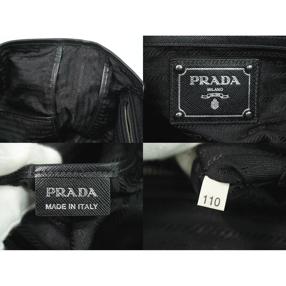 Prada Flower Motif 2-Way Shoulder Bag Tote Nylon Black — view 9