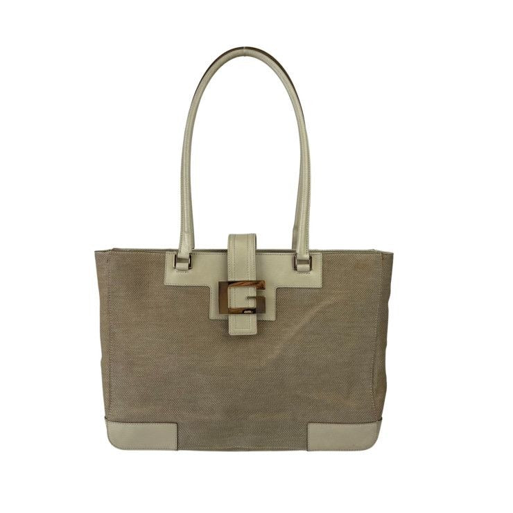 Gucci Handbag G Logo Tote Bag 002 1109 Beige Canvas And Leather
