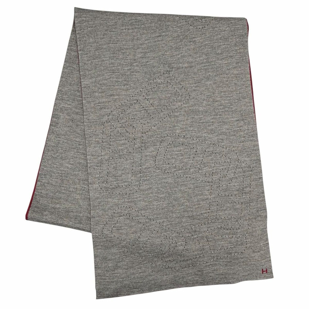 Hermes Allertour Cashmere Silk Chaine D'ancre H Logo Reversible Scarf Gold Gray — view 3