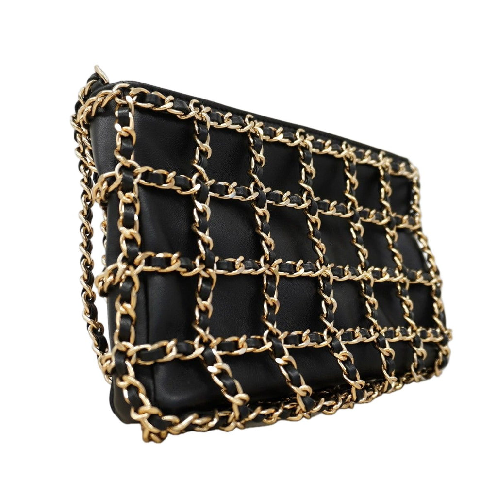 Chanel Shoulder Bag Lambskin Black Champagne Gold — view 2