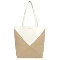 Loewe Tote Bag Puzzle Fold Medium Leather Beige White