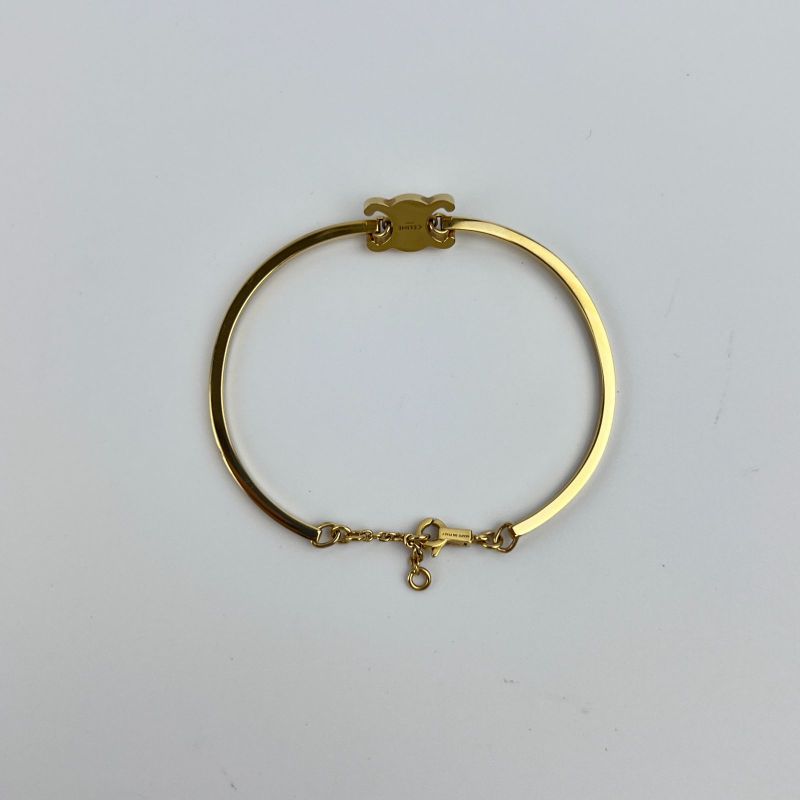 Celine Logo Triomphe Accessory Bracelet Bangle Gold Vintage — view 8