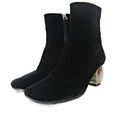Loewe Velvet Short Boots Heel Square Toe Side Zip 36 Black 0108
