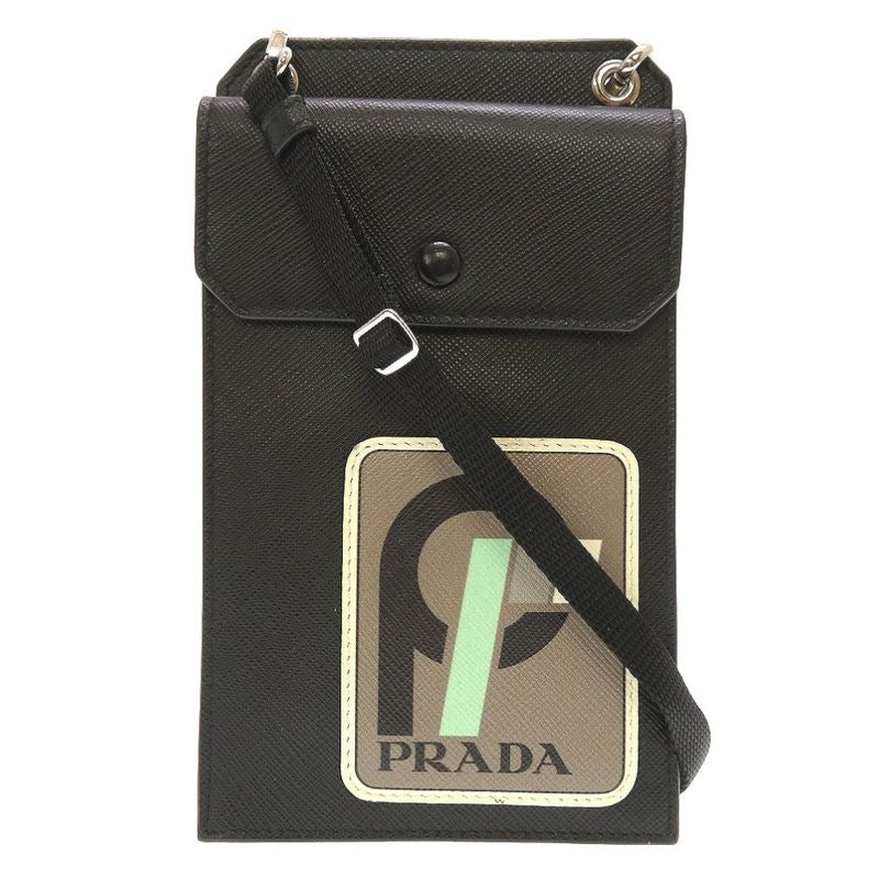 Prada 2 Zh068 Leather Black Mini Strap Shoulder Bag 0119
