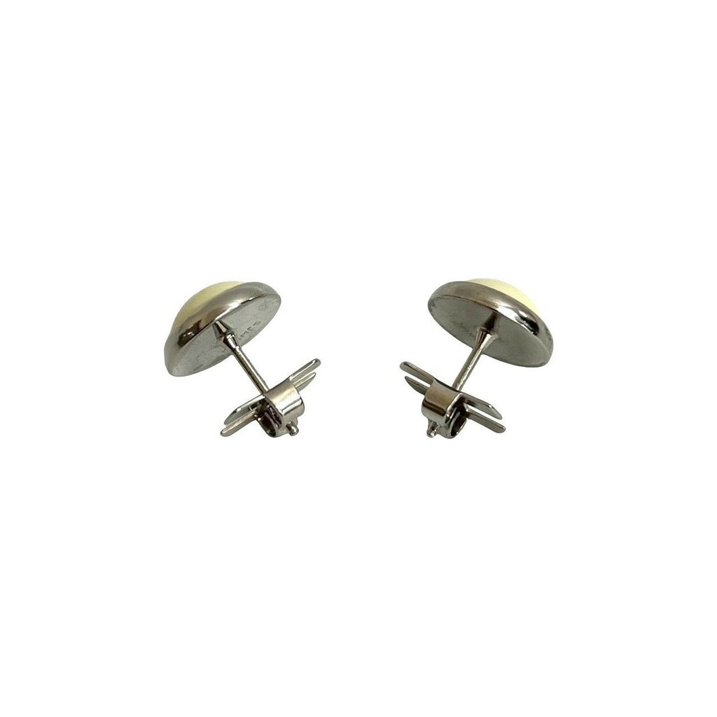Hermes Eclipse Round Earrings Metal Small Items Silver Ivory — view 4