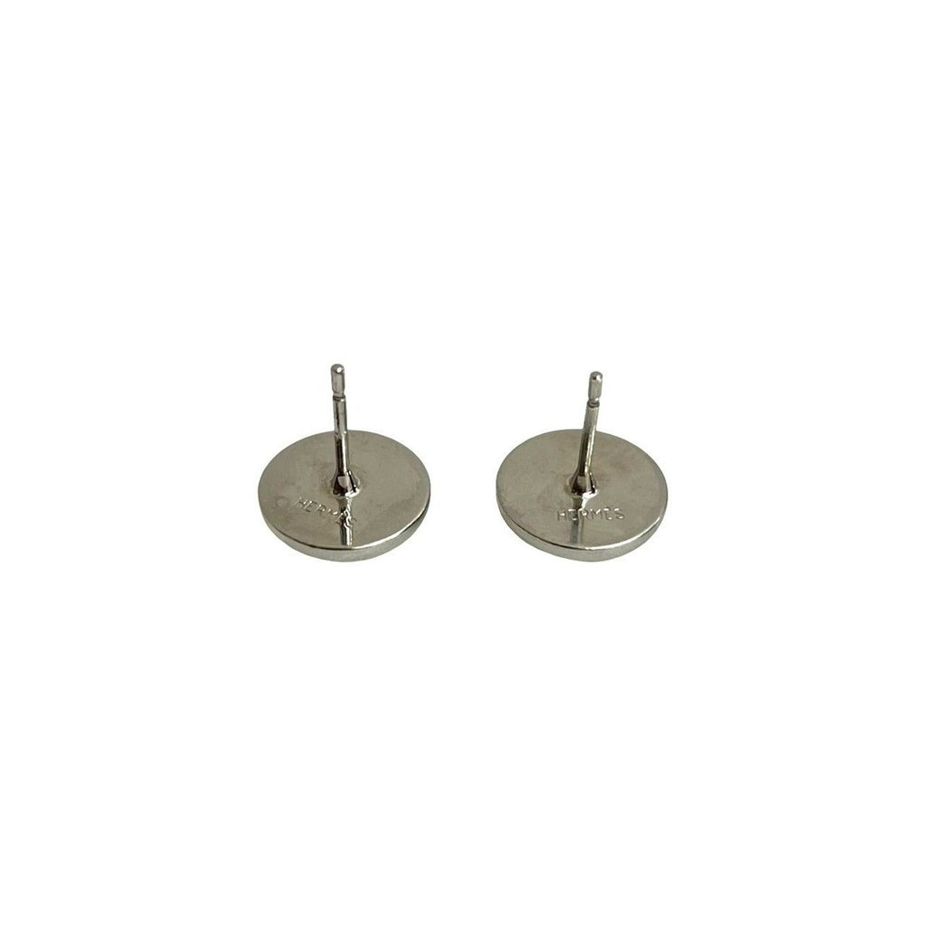 Hermes Eclipse Round Earrings Metal Small Items Silver Ivory — view 5